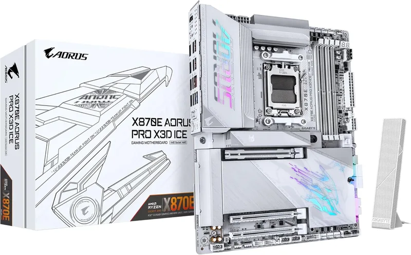 GIGABYTE X870E AORUS PRO X3D ICE AMD X870E Sokkel AM5 ATX