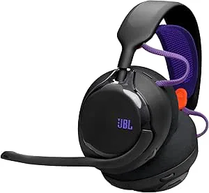 JBL Quantum 650 trådlöst Bluetooth gamingheadset med JBL Quantum Spatial Sound, brusreducerande mikrofon, USB-C-kabel, 45H batteritid och utbytbara delar, kompatibelt med flera plattformar, svart