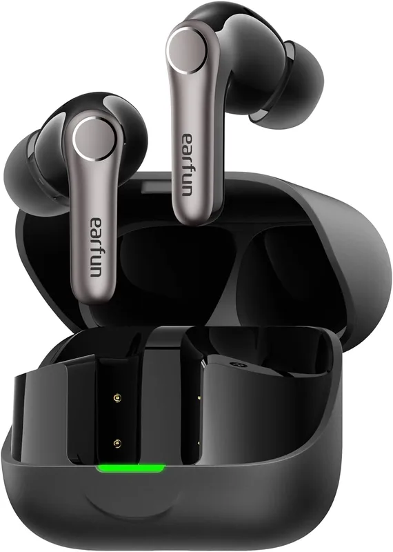 EarFun Air Pro 4+ Adaptiva hybridbrusreducerande öronsnäckor, 6 mikrofoner AI-samtal, LDAC Hi-Res-ljud, 54H Playtime