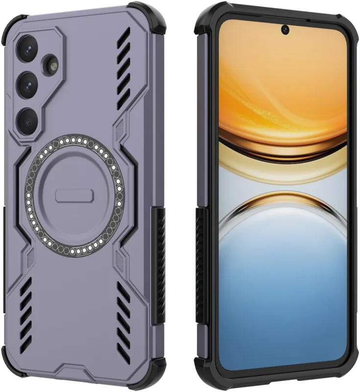 HULLIN Mobiltelefonfodral design för Samsung Galaxy A55 5G (6,5 tum tum), stötsäkert pansarfodral med magnetisk ring – lila