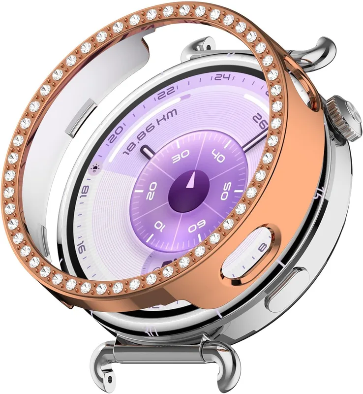 Bling-fodral till Huawei Watch GT 6 41 mm, hårt stötdämparfodral med kristalldiamanter, stötsäkert skyddande fodral för Huawei Watch GT 6 41 mm smartw