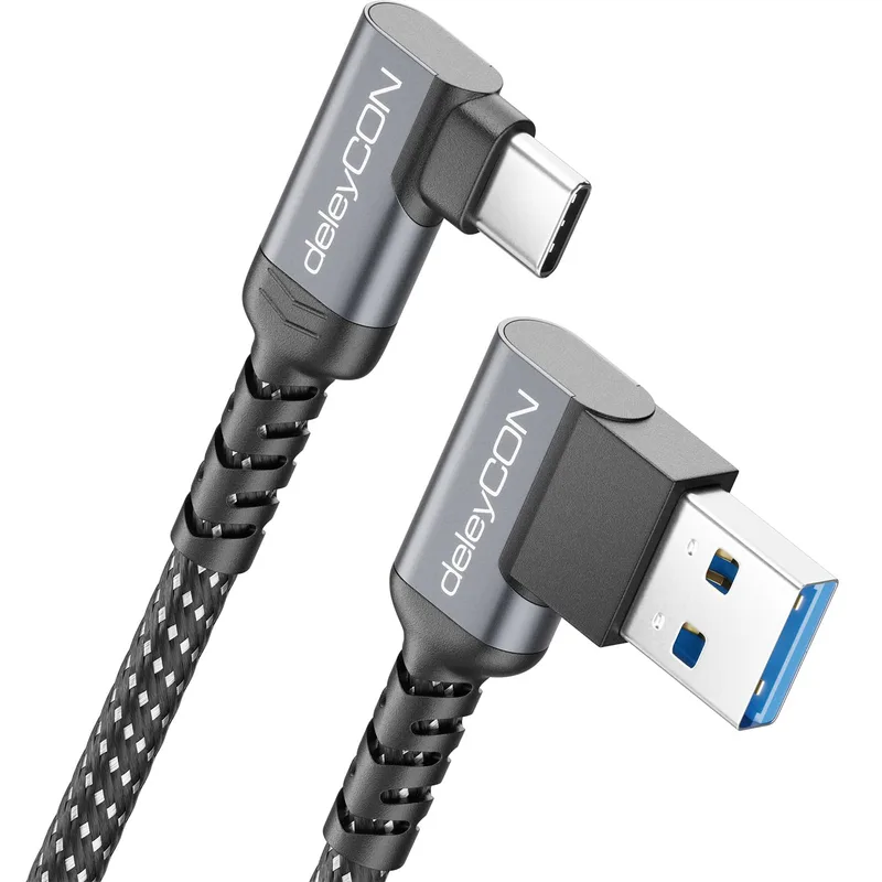 deleyCON 1,5m USB-A till USB-C-Kabel 2x Vinkel USB 3.0 5 Gbit/s (USB 3.2 Gen1) 90°