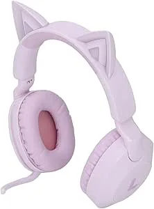 PUSOKEI Trådlösa Cat Ear-hörlurar med Mikrofonvolymkontroll LED-ljus