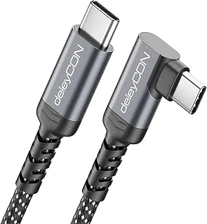 deleyCON 0,5m USB-C-Kabel Kort Vinkel 90° (60 W Snabbladdningskabel) C till C Vinklad