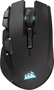 CORSAIR IRONCLAW WIRELESS SE Gamingmus – 26 000 DPI, Ergonomisk Form för Stora Händer, 10 Programmerbara Knappar, Upp Till 532 Timmar Batteritid, Trådlös, För MOBA, FPS och MMO