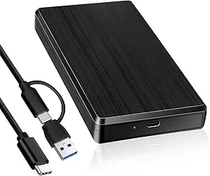 QarulG hårddiskhölje SSD-hölje USB C 3.1 till SATA III upp till 10 Gbps externt chassi för SSD och HDD, verktygsfri montering