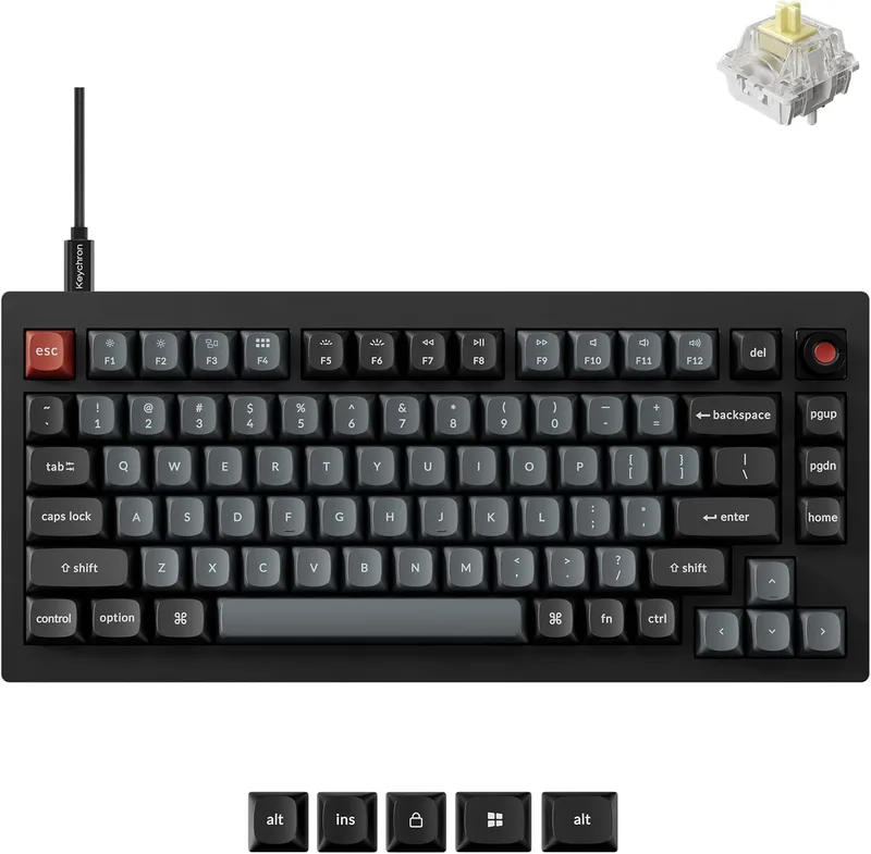 Keychron V1 8K 75 % kabelanslutet mekaniskt tangentbord