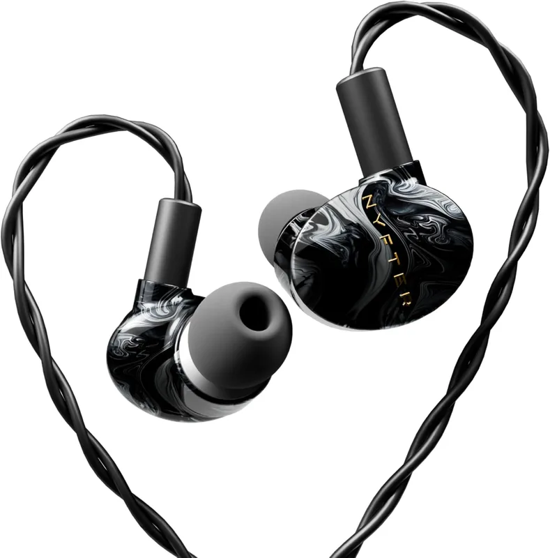 Nyfter - Mizu Gaming IEM hybrid in-ear bildskärmar, HiFi-hörlurar med handgjort hartsskal med unik design – 2 m kabel – ljudprofil för spel och e-spor