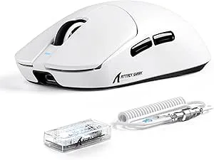 ATTACK SHARK X8 ULTIMATE trådlös spelmus med C06 Ultra LED-kabel, nordisk 54L15 MCU, PAW3950MAX sensor, stor handstorlek, 55g, BT/8000 2.4G trådlös/8000 trådbunden, 42000 DPI, 800mAh (vit)