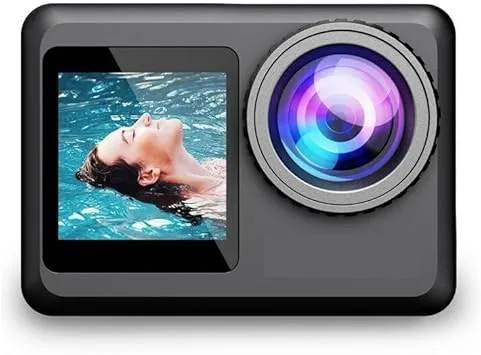 Actionkamera, Pro 4K 60 Dubbelskärms Actionkamera Vattentät Pekskärm Sportkamera Nattseende 6-axlig Gyro Stabilisering