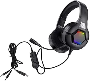Aumotop RGB-spelheadset med Uppslukande Ljudeffekt och Rundstrålande