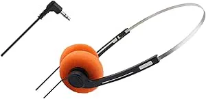 Allayu Bärbara små hörlurar Klar röst Robust konstruktion Utomhusresor Äventyr och vintage-look Bärbart headset i retrostil Ståltrådshörlurar, Orange, 11.7x15.1 cm