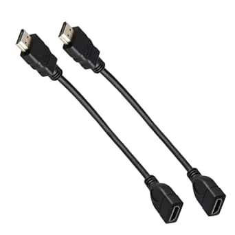 2 stycken hdmi förlängning kort 30 cm, 4K HDMI-adapter, kontakt till hona, hdmi kabelförlängning, hdmi förlängningskabel, stöd 3D, UHD 2160p 60 Hz, för TV-sticka, PS5, bildskärm, projektor