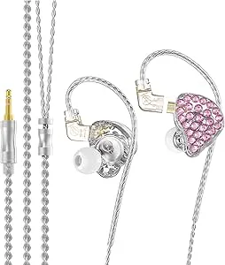 yeeplant 2 st in-ear-skärmar, trådbundna HiFi-öronsnäckor med mikrofon, 2 M-kabel, över örat för musiker och spelare