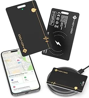 NOVOO Uppladdningsbart Air Tracker-kort, trådlös laddning Smart Card, Bluetooth Finder kompatibelt med Apple Find My (Endast iOS), IP68 Anti-Lost för
