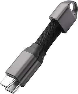 YACSEJAO nyckelring USB C-kabel 60 W bärbar USB C till USB C snabbladdning kort kabel typ C flätad sladd för telefon/bärbar dator 2-vägs laddning och