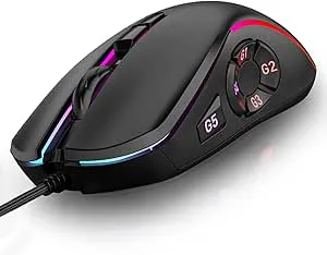 Tosuny 1Trådbunden Spelmus med 10 Programmerbara Knappar, 14 RGB-ljuseffekter, Justerbar DPI Upp Till 12800, för PC-datorspel, Kontorsarbete