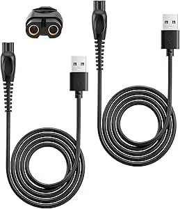 flintronic 2-pack ersättning USB-laddkabel, 5 V laddare strömkabel, rakapparat kabel för Philips MG5910, MG5920, MG5930, PQ888, QP1324, QP142, S3143, S3144, X3001, X3002, X3003, 3000/5000X-serien