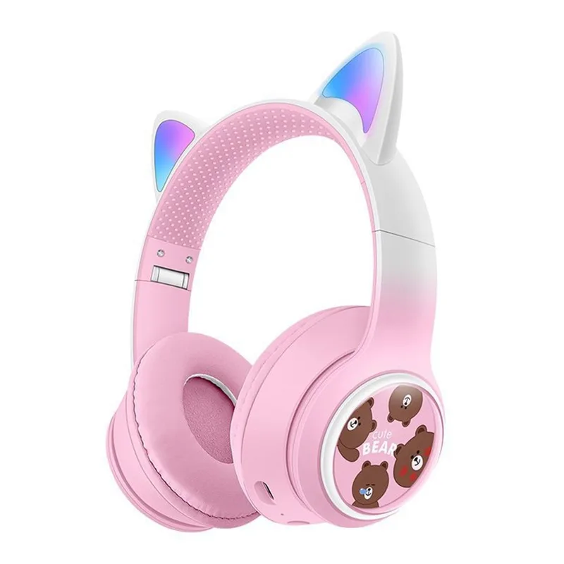 Trådlösa On-Ear hörlurar Glödande Kattöra Bluetooth Gaming Headset