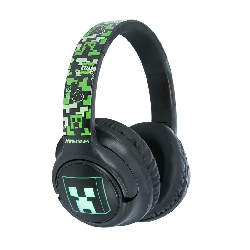 Minecraft hörlurar Over-Ear trådlös LED-ljusdelning Aux