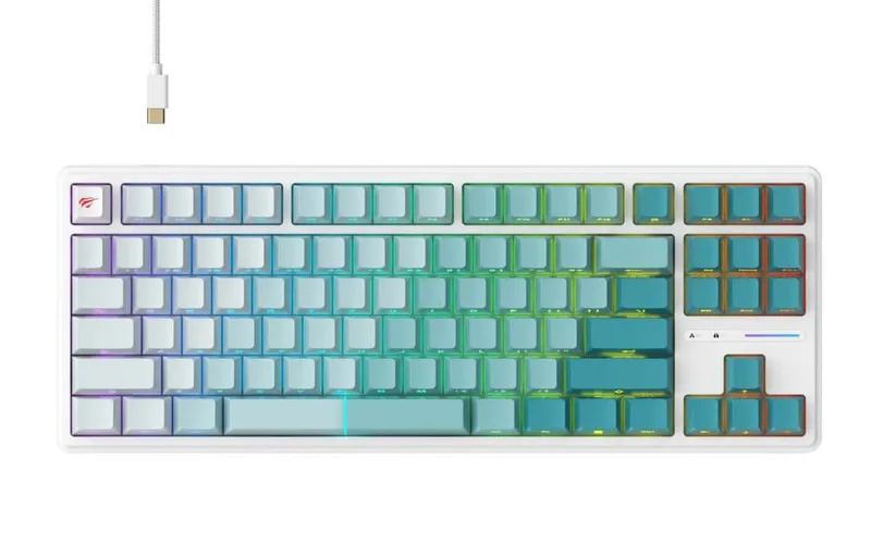Havit KB901L Gamingtangentbord (vitt och grönt)