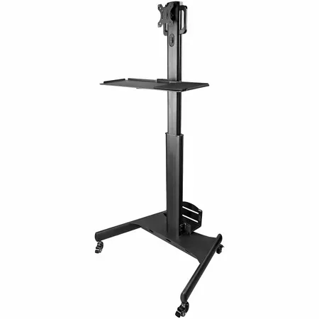 StarTech.com Mobile Workstation Cart with Monitor Mount, CPU/PC Holder, Keyboard Tray, Ergonomic Hei