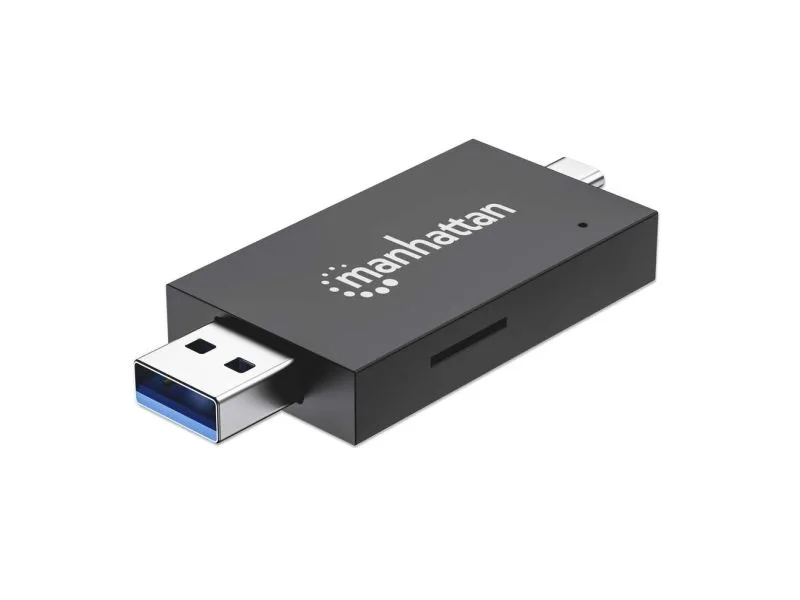 Manhattan 102735 kortlæser USB 3.2 Gen 1 (3.1 Gen 1) Type-A/Type-C Sort, Transparent
