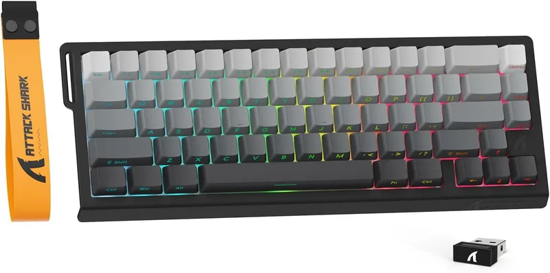 MAMBASNAKE X ATTACK SHARK X68PRO HE Trådlöst Gaming-tangentbord 65% Rapid Trigger,BT/2.4G/Trådat,Magnetisk Omkopplare 0,01mm RT,8000Hz,Justerbar Aktiv