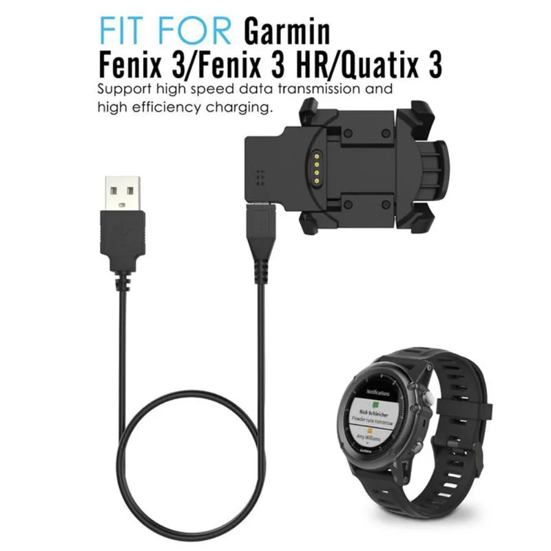 USB-laddare för Fenix ​​3 HR Säkerhetsskydd Clamp/Holder Dock Kompakt och Lätt för Laddning Under Resa