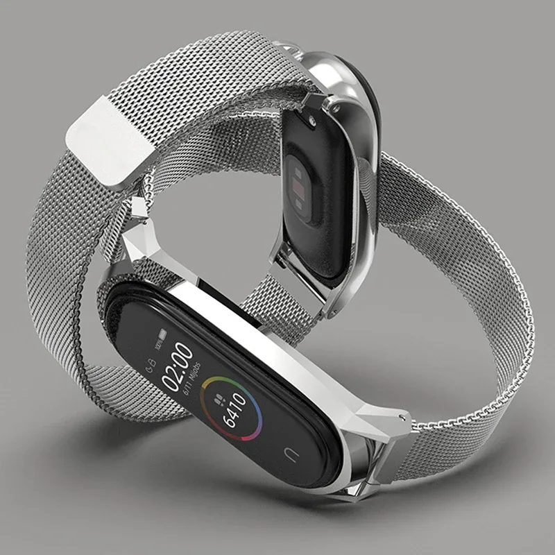 Metallrem Passform For Xiaomi Mi Band 7 6 5 4 8 Rostfria Trippelremmar Ersättningsarmband ，passar For Mi Mi Band 3 4 5 8Pro Handledsband
