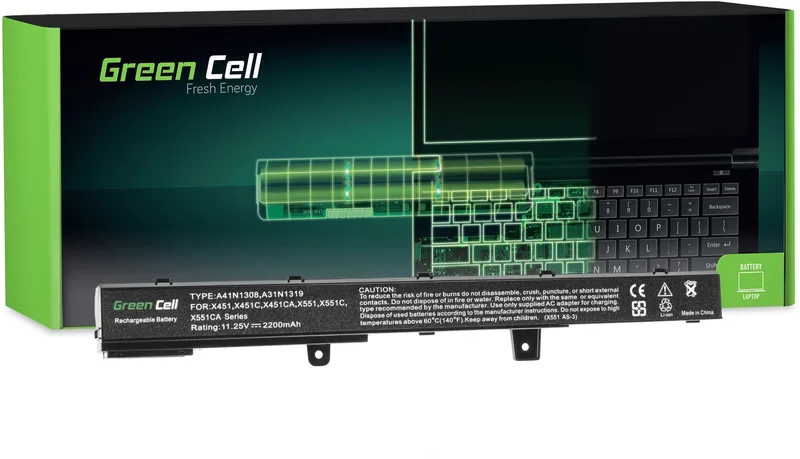 Green Cell Laptop batteri Asus A41N1308 för Asus X551 X551C X551CA X551M X551MA X551MAV R512 R512C D550 D550C F51C F51CA F551M F751L R508 CA R509 R512