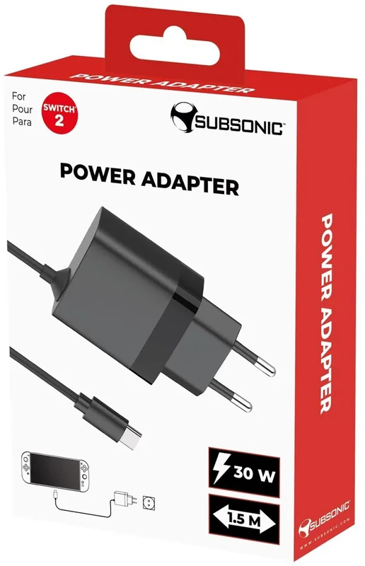 Subsonic - Power and Play-adapter för Nintendo Switch - EU-kontakt