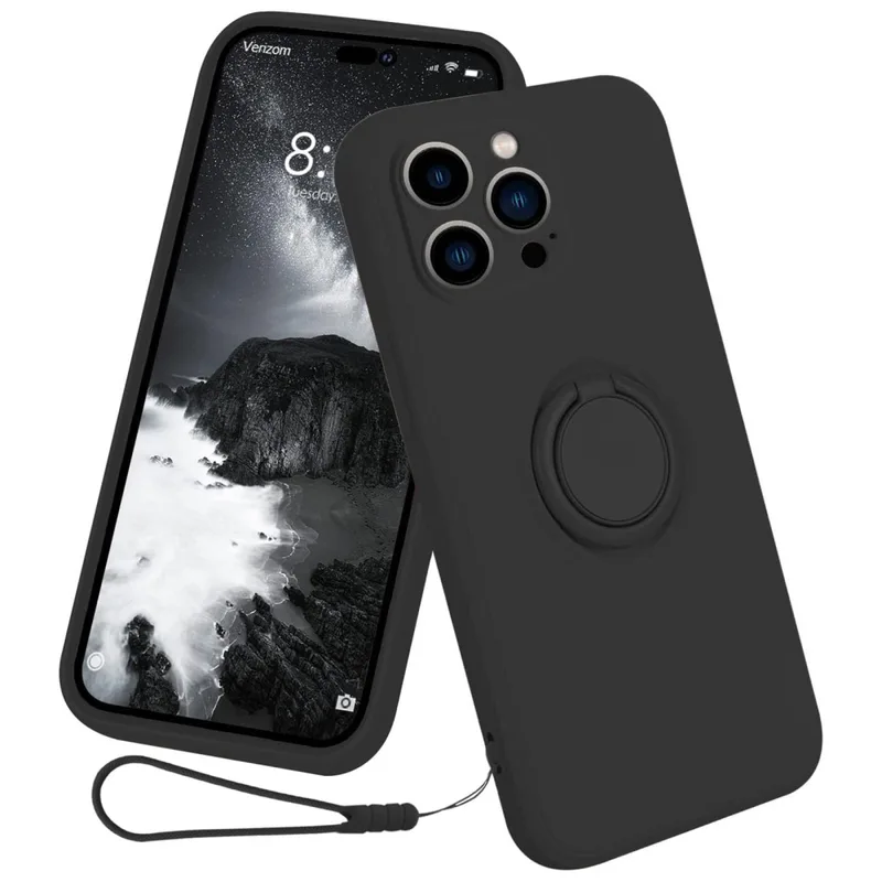 OEM Mobilskal till iPhone 15 Pro Max Ringhållare Liquid Silikon