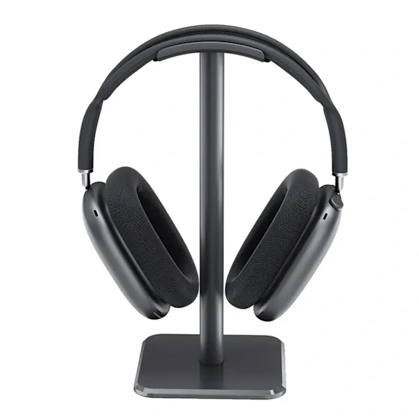 Hörlursstativ headset hållare hörlurar hängare skrivbord med aluminium stödstång för alla hörlurar storlek (svart)