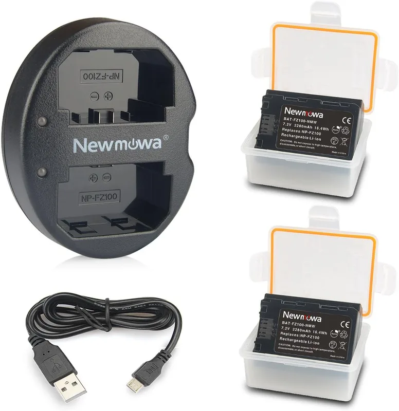 Newmowa NP-FZ100 ersättningsbatteri och dubbla LCD USB-batteriladdare