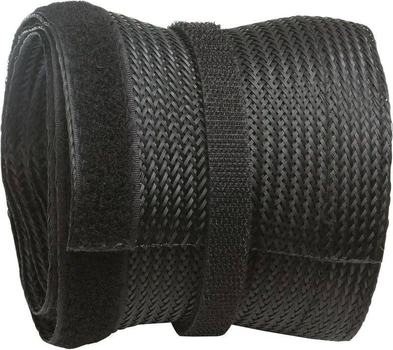 RICOO Kabelkanal, svart, 200 cm lång x 8,5 cm bred, Z9085B-2, kabelslang återförslutningsbar med kardborreband, kabeldragning, kabelhantering