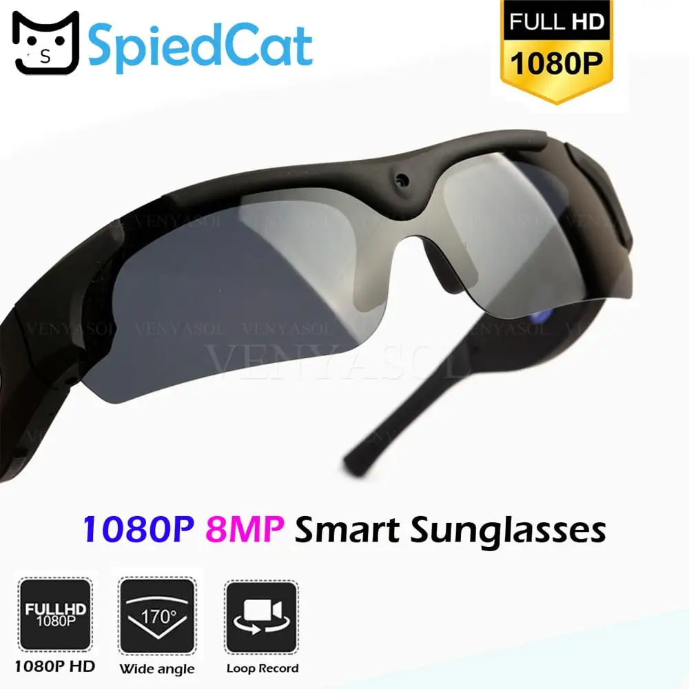 Kamera Video Solglasögon HD 1080P 30FPS Vattentät Spy Sport Solglasögon Kamera Dolda Video Solglasögon, Smart Videoinspelning Solglasögon För Sport Fotvandring Cykling Ridning Cykling Fiske