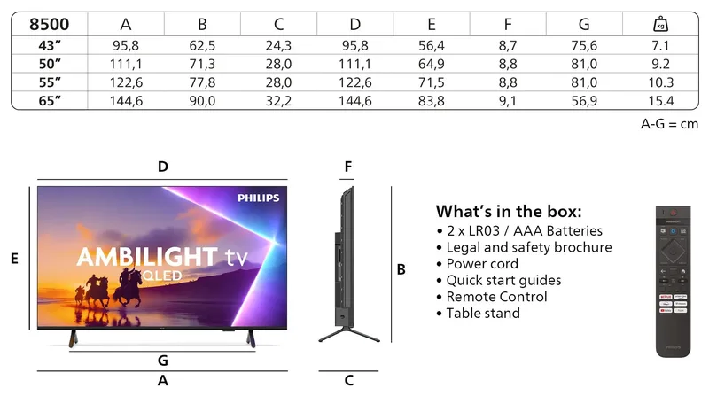 Philips 50" PUS8500 4K QLED Smart TV
