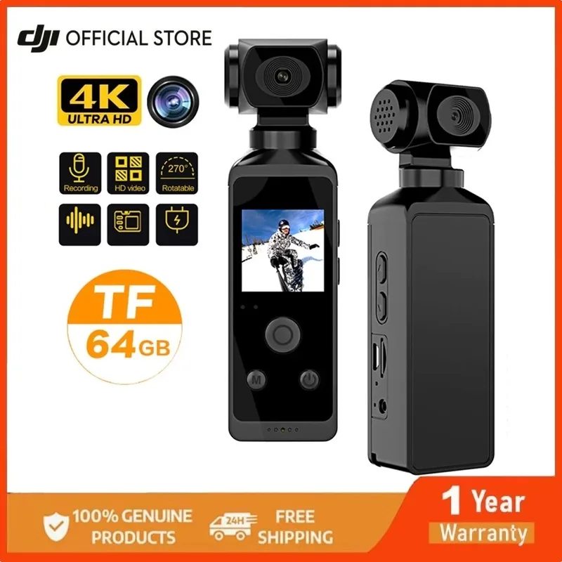 Handhållen Kamera, 4K HD 270° Roterbar Fickkamera, Gimbal Stabilized Action Camera