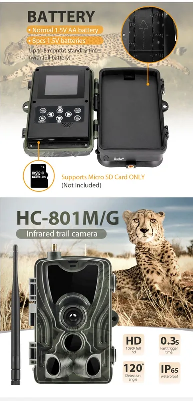 kamera för vilda djur Hunting Camera 2G MMS SMS GSM 20MP 1080P Infraröd Wireless Night Vision Wildlife Hunting Trail Camera HC801M