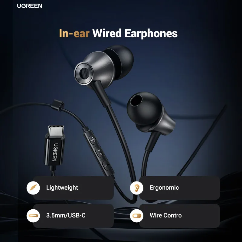 USB C-öronsnäckor volymkontroll