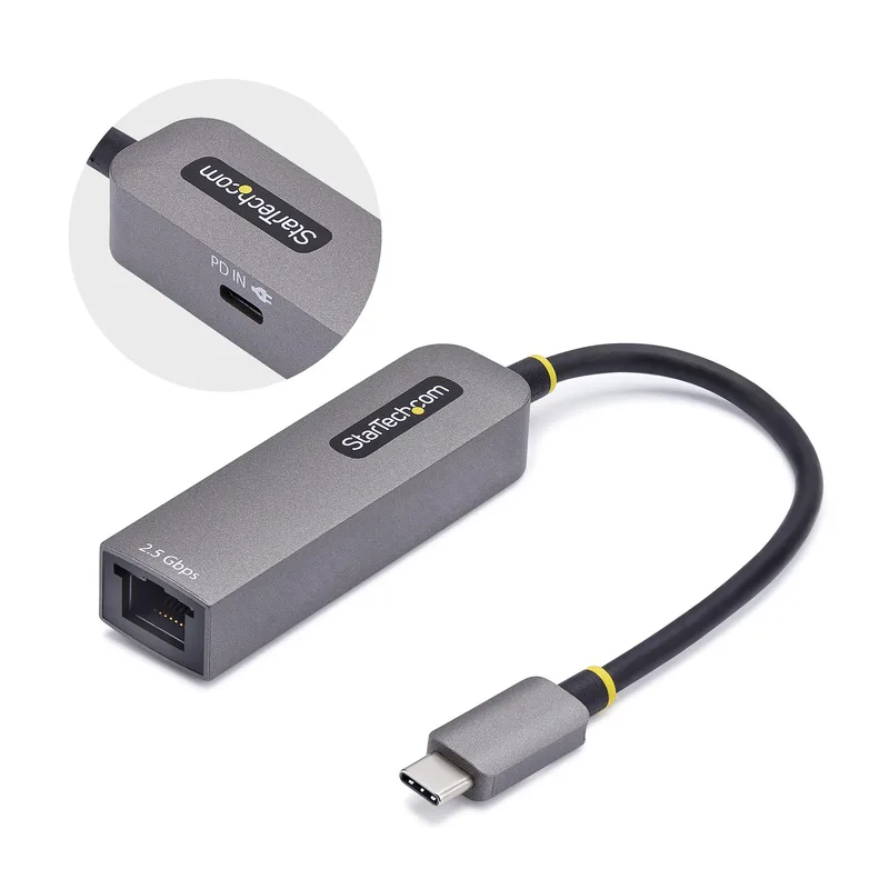 StarTech.com 2.5GbE USB-C to Ethernet Adapter with USB-A Converter