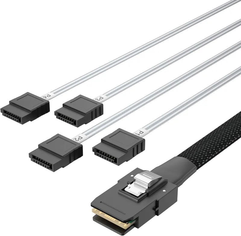 1 m seriell ansluten SCSI SAS-kabel – SFF-8087 till 4x låsning SATA SAS-kabel