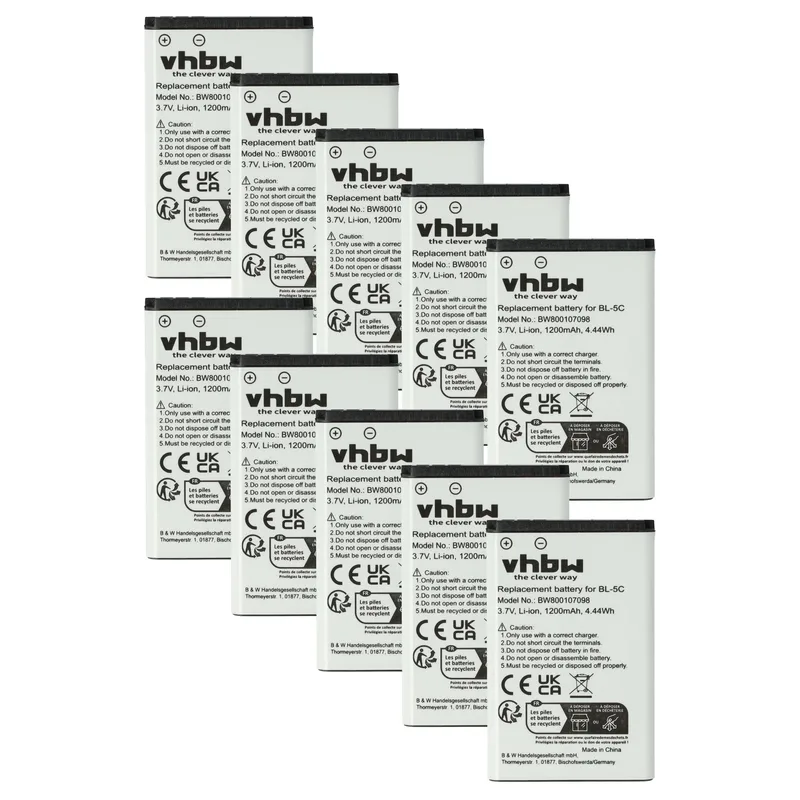 vhbw 10x utbytesbatteri
