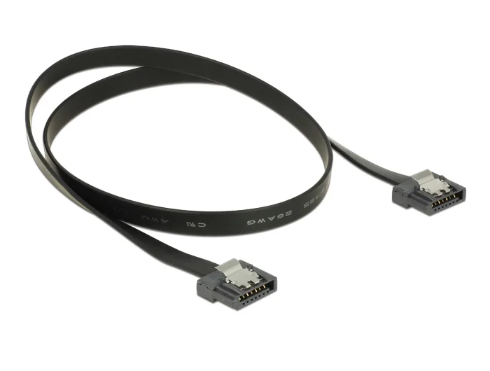 DeLOCK SATA FLEXI cable, 6Gbps, lock clips, 20cm, black