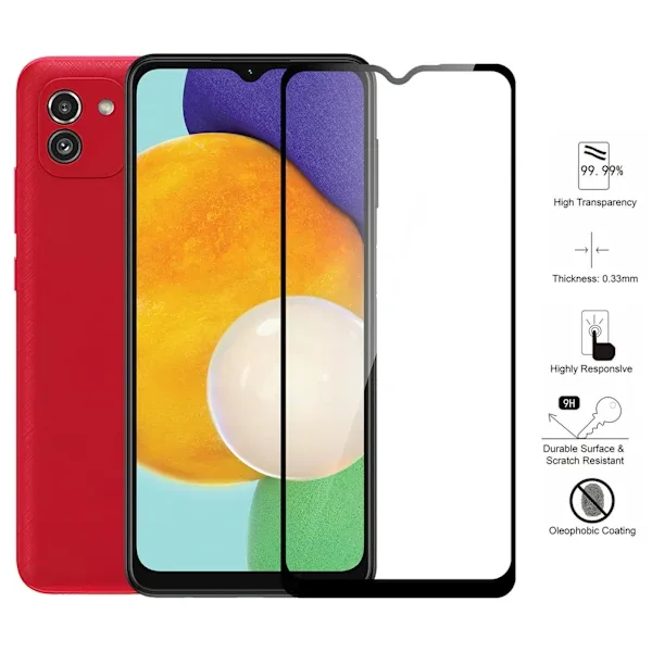 Fullt härdat glas skärmskydd för Samsung Galaxy A03 Glas