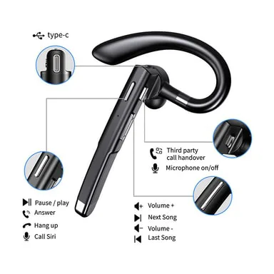 USB-C enkel öronsnäcka med inbyggd mikrofon