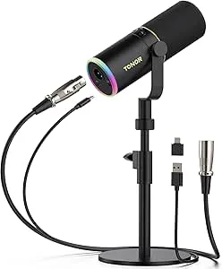 Spelmikrofon, Dynamisk RGB-belysning XLR USB C Kondensatormikrofon