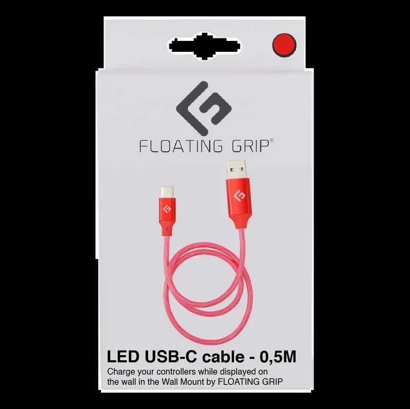 FLOATING GRIP 0,5M LED USB-C CABLE (RED)