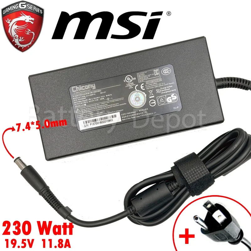 Guy-Tech AC/DC-adapter kompatibel med MSI GT72 Dominator Pro